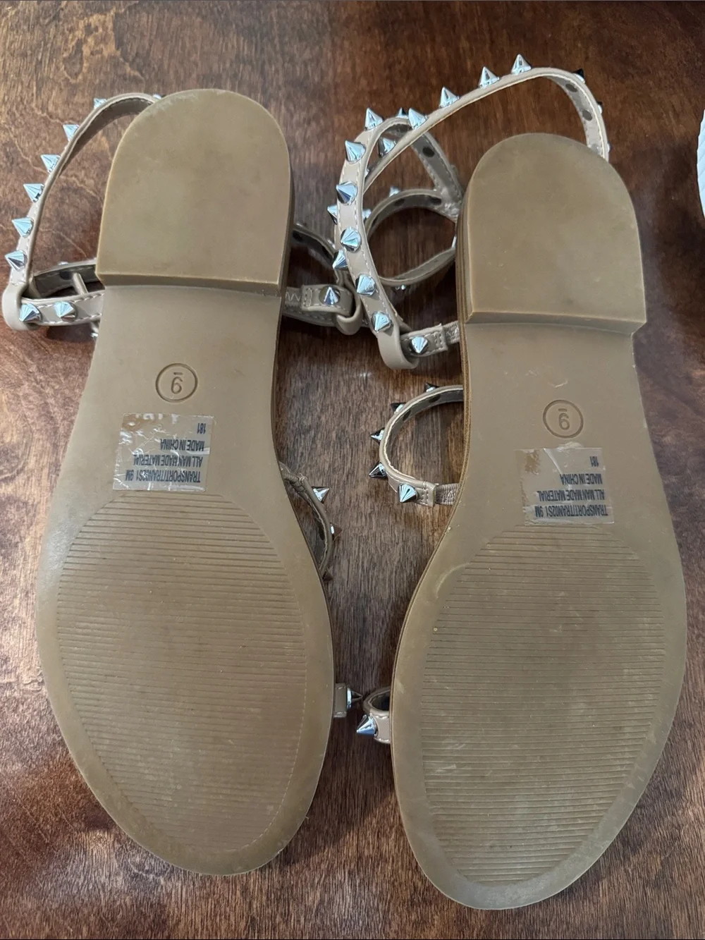 Steve Madden Tan Studded Low-Profile Ankle-Strap Sandals - Picture 4 of 4